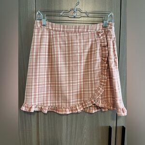 High Wasted Pink Gingham Skirt